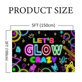Neon Happy Birthday Banner Glow Party Backdrop,Lets Glow Crazy Backdrop ,Photography Background, Birthday Sleppover ,Graffiti Splash Paint ,Glow Party Backdrop ,Kids Birthday Party, Photo Booth