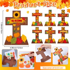 Chivertion 30 Sets Religious Fall Cross Craft for Kids DIY Fall Blessing Cross Craft Kit Make Your Own Religious Thanksgiving Cross Crafts for Sunday School Church Classroom Fall Party Supplies