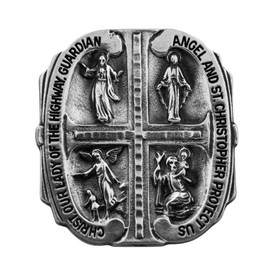 VILLAGE GIFT IMPORTERS Assorted Holy Subject Visor Clips | 30 Different Auto Clips | Beautiful Prayers and Subjects | Durable Genuine Pewter Metal | Christian Automotive (4-Way Medal Clip)