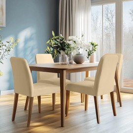 NAKIHOUSE Chair Covers, Super Fit Stretch Dining Room Chair Covers Set of 4 Removable Washable Chair Protector Cover Seat Slipcover for Dining Room, Wedding, Ceremony, Banquet, Party (Beige)