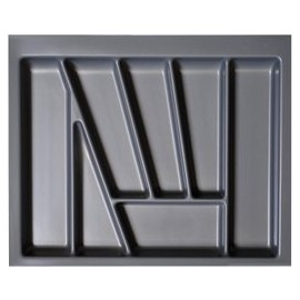 Cutlery Tray 60s Cabinet 50 MM Height cutlery drawer made from plastic in Silver Grey Kitchen Cutlery Tray
