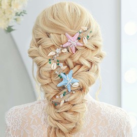 Enredadera para el pelo de novia con forma de estrella de mar, tocado de concha plateada para bodas en la playa, accesorios para el cabello con perlas para mujeres y novias