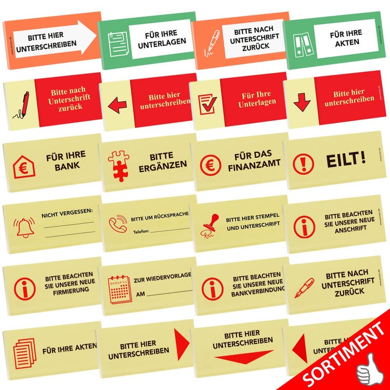 PRICARO Pack of 5 Sticky Notes with German Text "Bitte