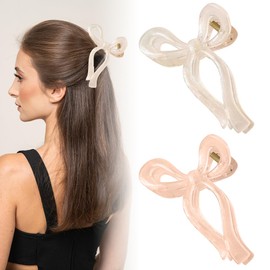 2Pcs Bogen Haar Kralle Clips, stilvolle große Haarspangen für dünnes und dickes Haar, Urlaub Geschenk für Teenager-Mädchen, Haar-Styling-Accessoires für Frauen