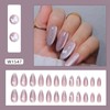 Short Almond Press on Nails 24 Pcs Fake Nails Purple