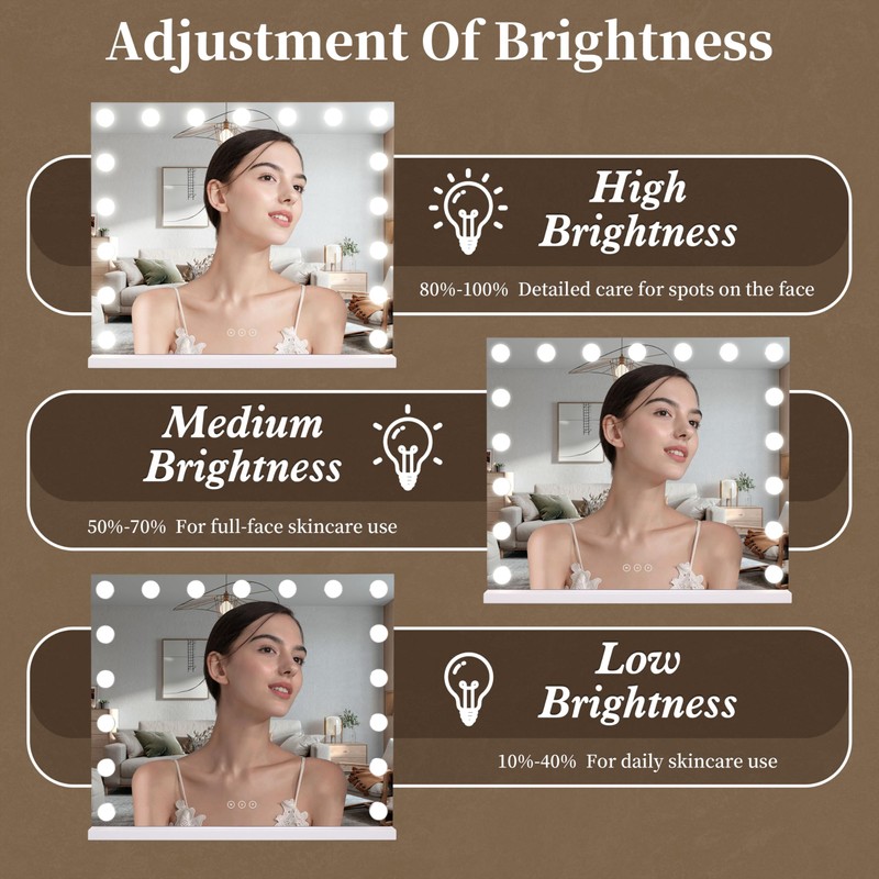 NUSVAN Vanity Mirror with Lights,Makeup Mirror with 17 Dimmable LED