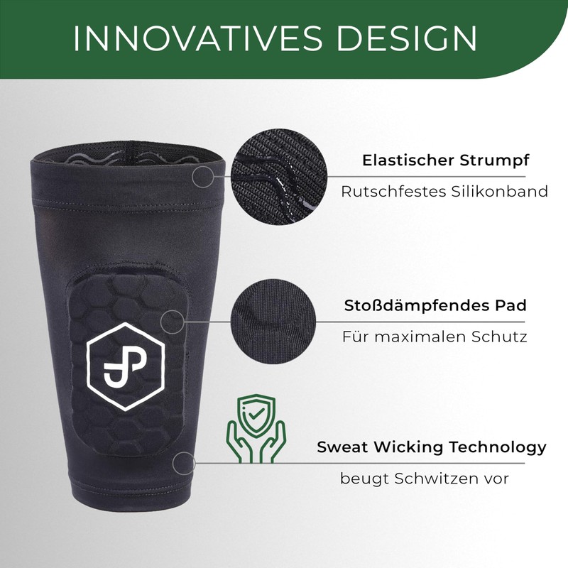 JDP Premium 2-in-1 Shin Pads with Stocking Size S Black