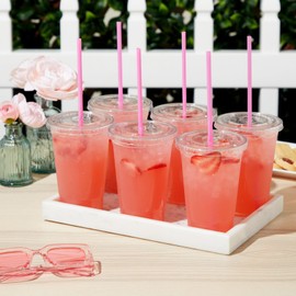 Juvale 300 Pack Pink Plastic Straws for Birthday Party, Baby Shower, Weddings and Gatherings - 10 Inches Long Fun Pink Straws Plastic for Cocktails, Coffee, Juice, Water, Iced Tea and More