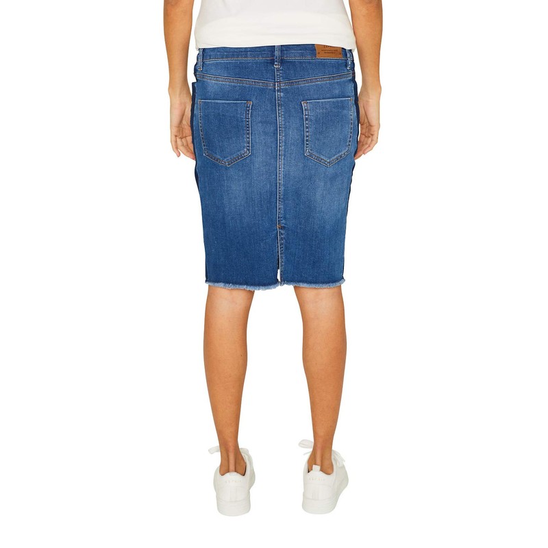 ESPRIT Maternity Women's Denim OTB Skirt, Blue (Medium Wash 960)