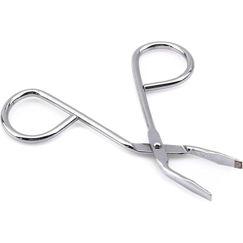 Silver Stainless Steel Eyebrow Scissors,Elbow Pliers Clip Scissors,Flat Tip Tweezers