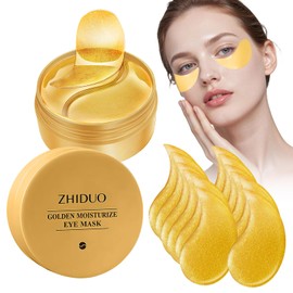 Parches para Ojos 24k Oro, 60 Pares Eye Patches Hidrogel Eliminador de Bolsas Ojo y Ojeras, Mascarilla Ojos Colageno con Efecto Iluminador,...        