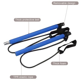 GVRGO Pilates Bar Kit with Resistance Bands, Multifunctional Yoga Pilates Bar with Heavy, Portable Home Gym Pilates Resistance Bar Kit for Women Full Body Workouts Blue