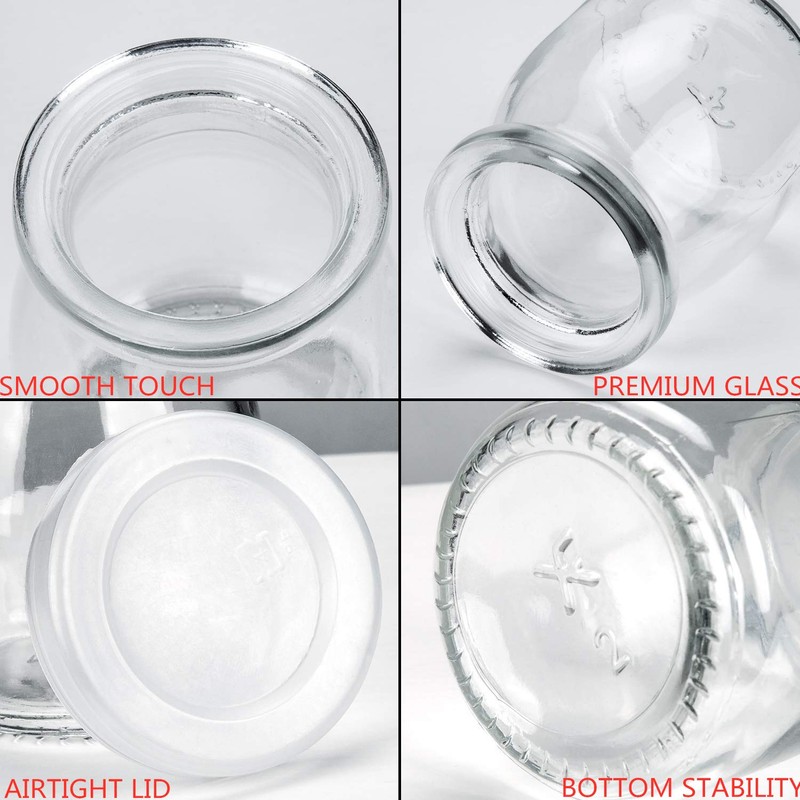 Encheng 7 oz Clear Glass Jars With Lids,Yogurt Container With