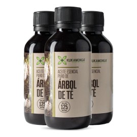 Kit de 3 Frascos de Aceite Esencial de Árbol de Té - 125ml Cada Uno | Propiedades Antisépticas, Calmantes y Purificantes | Ideal para Piel, Cabello y Aromaterapia | Total 375ml