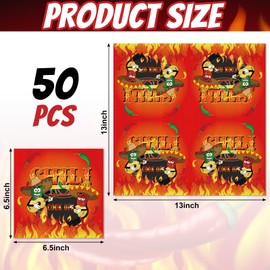 JarThenaAMCS 50Pcs Chili Cook Off Napkins Red Hot Chili Flame Disposable Napkins Cinco De Mayo Paper Luncheon Dinner Napkins for Mexican Party Table Supplies