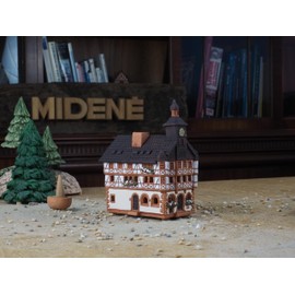 Midene Ceramic Incense Holder Cone Shape Room Decor Handmade Collectible Miniature Town Hall in Heppenheim Germany R336