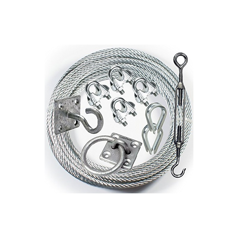 30m Catenary Overhead Wire Rope Kit – Galvanised Steel Cable/Line