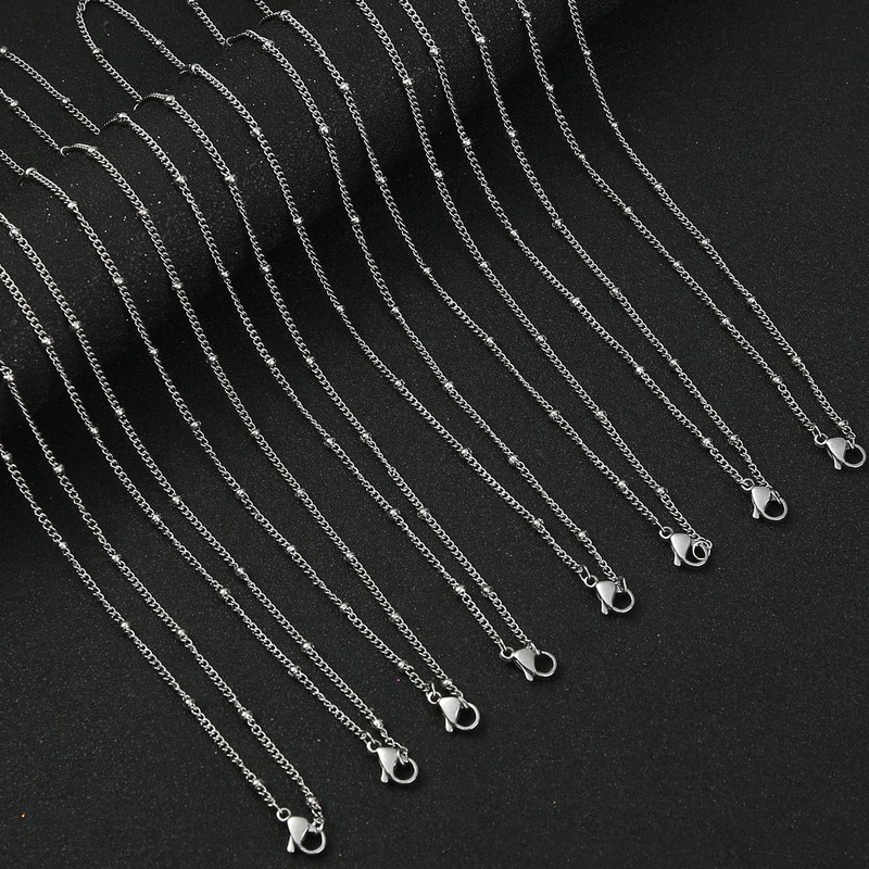 Loprome - 16 cadenas de acero inoxidable con abalorio satélites,