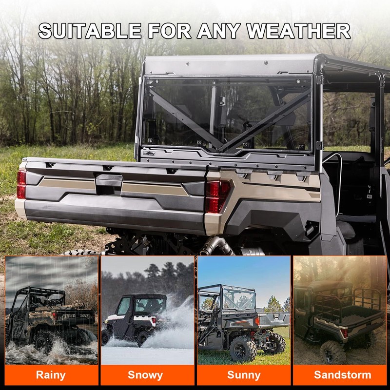 Rear Windshield replacement for Polaris ranger xp 1000/ crew 2017-2025,xp