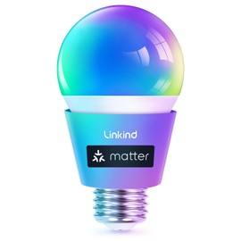 Linkind Matter Smart Light Bulb, Smart Bulbs Work with Alexa/Apple Home/Google Home, Color Changing Light Bulbs Music Sync, Preset Scenes, Mood Lights, 2.4Ghz WiFi Only, A19 E26 60W 1 Pack