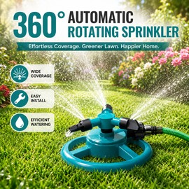360° Rotating Garden Sprinkler for Lawn Watering – Automatic Water Spray Nozzle for Yard & Plant Irrigation