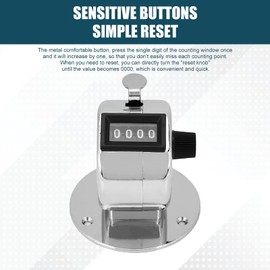 Mechanical Hand Counter, Portable Metal Counter, 4-Digit Click Counter, Manual Mechanical Mini Counter with Floor Mount, for Counting Goods or Counting People for Sports Games