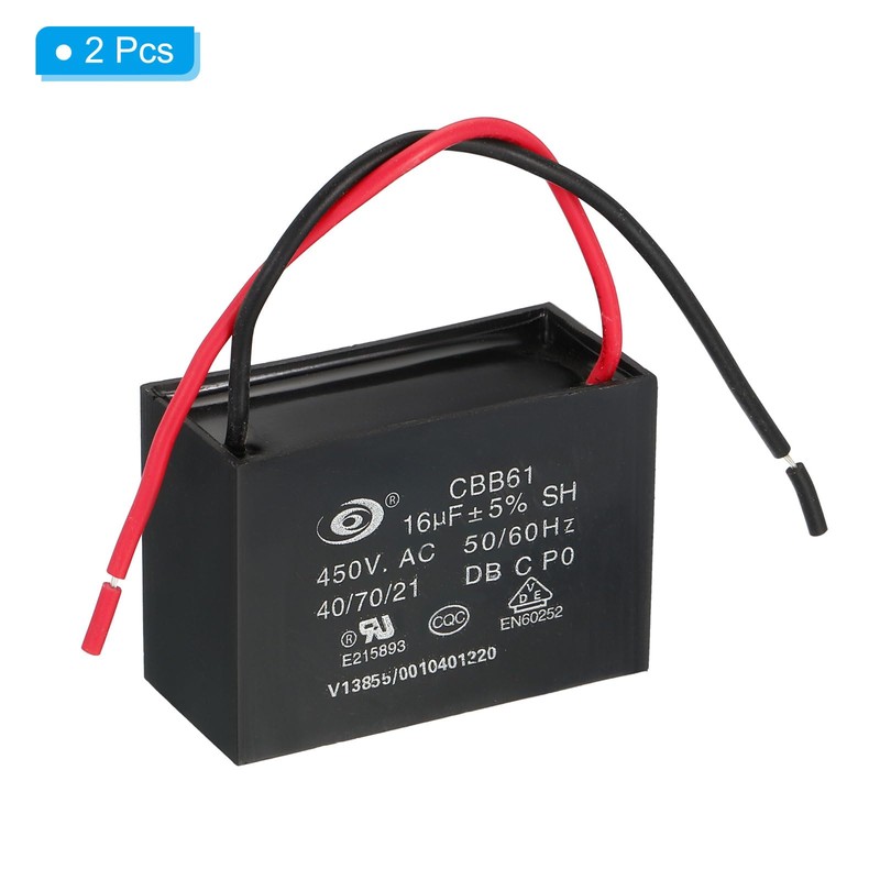 PATIKIL CBB61 Ceiling Fan Capacitor, 2Pcs 16uF 450V AC 50/60HZ