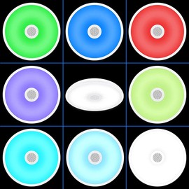 Horevo Bathroom Ceiling Light with Bluetooth Speaker and Remote Control Waterproof IP65, RGB Colour Change, 11 inch 18W Daylight Flush Mount Ceiling Lamp for Bathroom, Kitchen, Bedroom