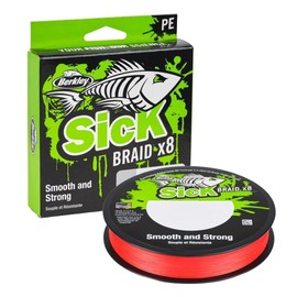 Berkley Sick Braid - 8 Braided Fishing Line, Super Smooth 8-ply Multifiline PE Predator Braid Fishing Lines 150-300m for Freshwater or Saltwater Sea Fishing, Red