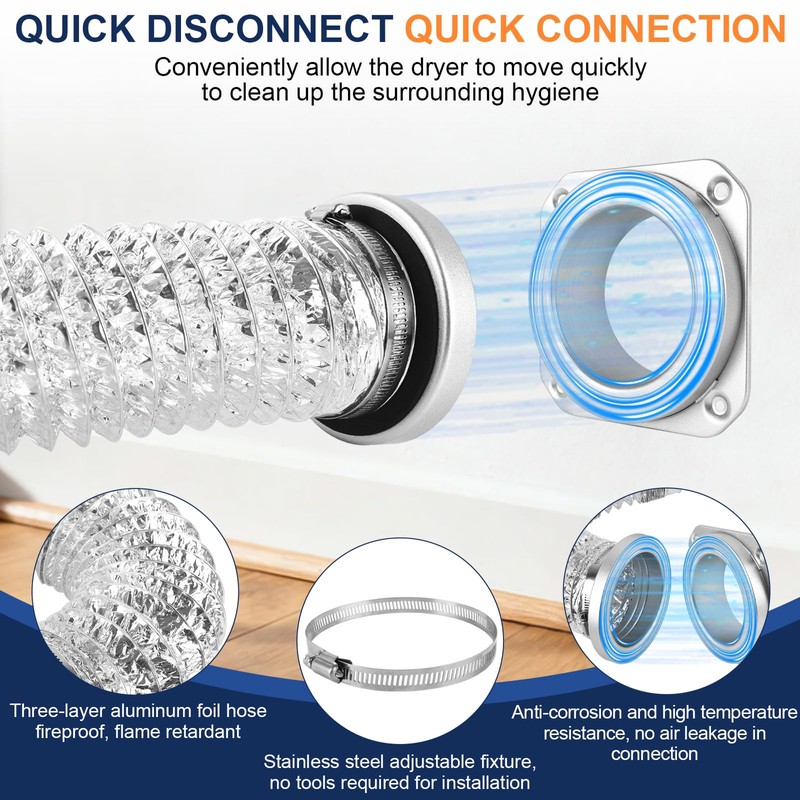 Magnetic Dryer Vent Coupling Kit, Quick Connect Aluminium Alloy DV180