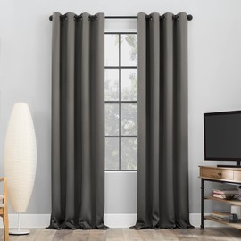 Sun Zero Nordic 2-Pack Theater Grade Noise Reducing Extreme 100% Blackout Grommet Curtain Panel Pair, 52" x 54, Gray