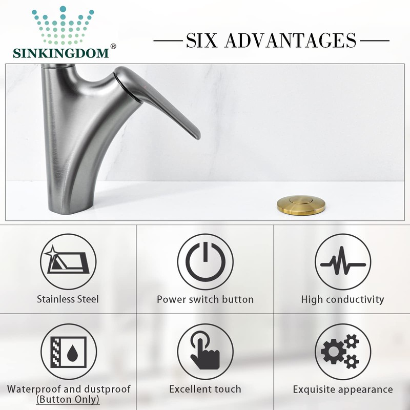SINKINGDOM Garbage Disposal SinkTop Air Switch Kit with Stainless Steel