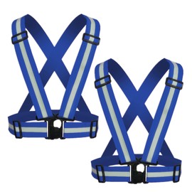 YUNLOVXEE Reflective Strap Safety Vest Gear - 2-10 Pack Adjustable High Visible Reflective Running Gear for Women Men Night (Blue x2)