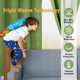 Muwago Dinosaur Curtains for Boys Bedroom, Kids Curtains Bedroom, 80% Blackout Glow in The Dark Window Drapes Treatment Grommet Thermal Insulated Noise Reducing 2PCS (52“ × 72”)