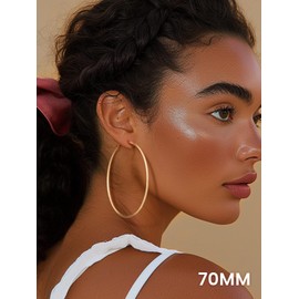 GOLDCHIC JEWELRY Women's Large Circle Earrings, Gold Round Hoop Earrings for Girlfriends Wife, 70MM