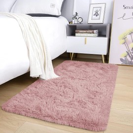 AMEHA Rugs Living Room Bedroom – Fluffy Shaggy Area Rugs Non-Slip – Modern Super Soft Thick Pile Plush Carpet - Non Shedding Easy To Clean Rug (Pink, 60cm x 110cm)