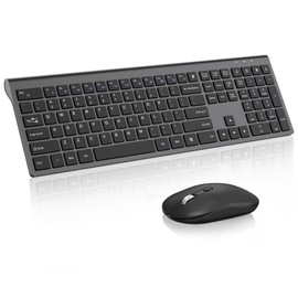 cimetech Wireless Keyboard and Mouse Combo, 2.4G USB Full Size Wireless Computer Keyboard and Adjustable Mouse for Computer/Laptop/PC/Mac/Windows - Black