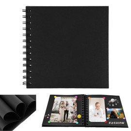 Small Scrapbook, DIY Scrap Book Photo Album with 20 Sheets | 40 Pages Black Papers, Hardback Mini Memory Book to Write in and Photos, Wedding, Travel, Anniversary, Birthday Christmas Gifts
