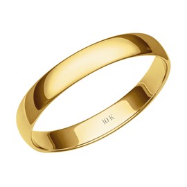 Men’s or Women's 10K or 14K Rose, White or Yellow Gold 3MM Classic Plain Simple Wedding Band by Brilliant Expressions, 8.5, Metal