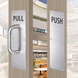 REAMTOP Push Pull Door Handle Set, Fingerprint-Proof Heavy Duty Plates for Wooden & Aluminum Door, Perfect for Garage, Restaurant & Business Place (300 X 100 mm)