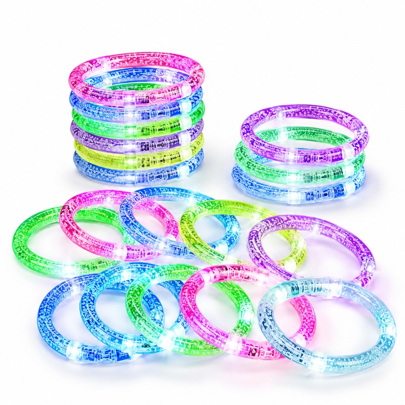 18-Pack LED Light Up Bracelets for Party Favors – Flashing