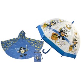 Bugzz Kids Stuff Children's - Childs Clear PVC Dome Umbrella and Poncho Set (Pirate)