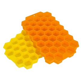 Evriholder Bee Chill Ice Trays, Silicone Ice Tray for Making Hexagonal Ice, Includes 2 Trays, Yellow and Orange