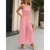 Tanou Women's 2024 Pleated Empire Waist Jumpsuits Smocked One Piece