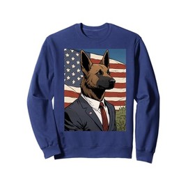 Funny German Shepherd in Suit with American Flag Sweatshirt