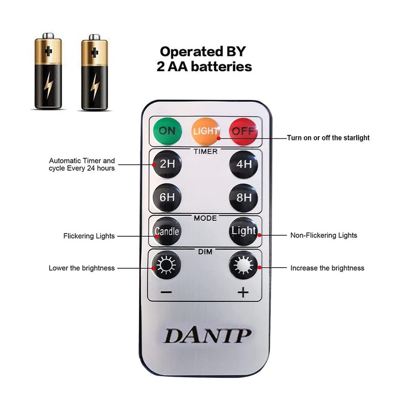 DANIP Red LED Flameless Candle with Embedded Star String, 5Piece