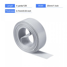 sourcing map Flat Nylon Webbing Strap 1 Inch 4 Yards Silver Tone for Backpack, Cargo Strap, Luggage-rack