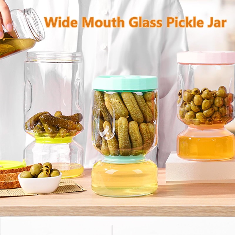 ZENS Pickle Jar with Strainer Flip, 64 oz Pickle Container