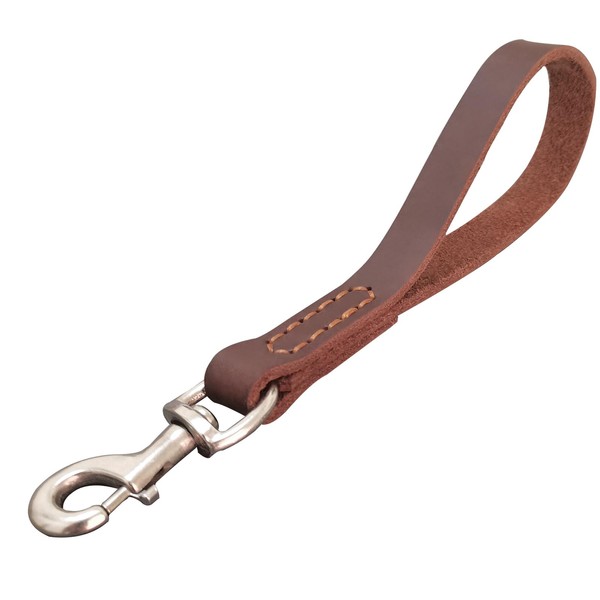 Leather Short Dog Leash 12",Strong Traffic Leash for Dogs,with 360º