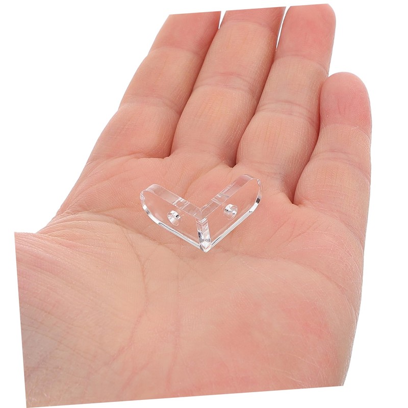 OUNONA 15 Pcs Acrylic Transparent Corner Brackets L-Shaped Fixing Buckle